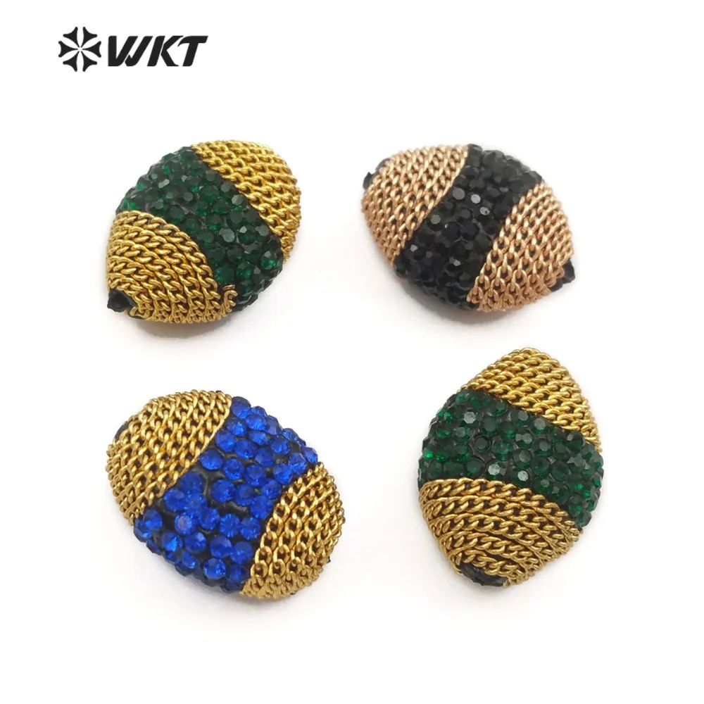 JF324 Trendy Oval Rhinestone Paving And Metal Decorative Beads Accessories Can Production Elegant Jewelry For Women | Украшения и