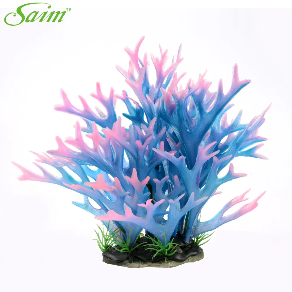 Blue Pink Fake Soft Coral Artificial Plants For Aquarium Fish Tank
