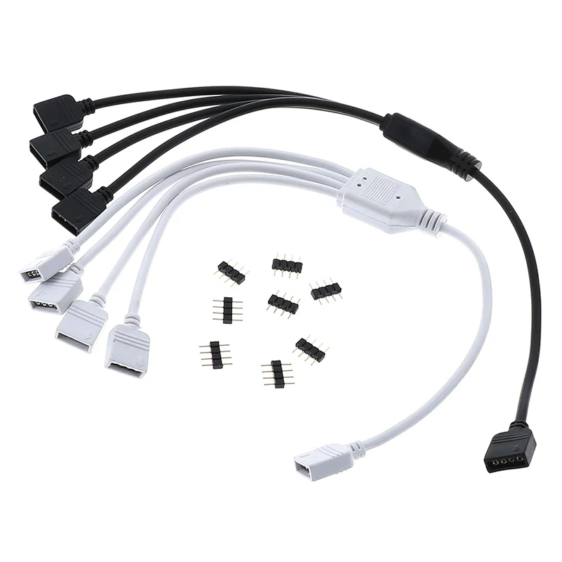 

New 1pc New 4 Pin RGB LED Connector Cable 1 To 3 RGB 4 Pin LED Extension Splitter Cable HOT