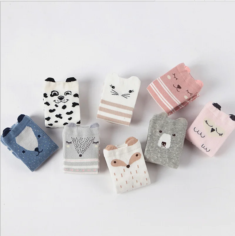 4 Pairs Cartoon Alpaca Kids Socks Animal Infant Cotton Socks Spring Autumn Baby Girls Boys Floor Socks Comfort Children Clothing (30)