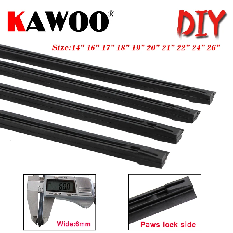 KAWOO Car windscreen Wiper Blade Insert Natural Rubber Strip 6mm (Refill) 14\ KAWOO Car windscreen Wiper Blade Insert Natural Rubber Strip 6mm (Refill) 14\