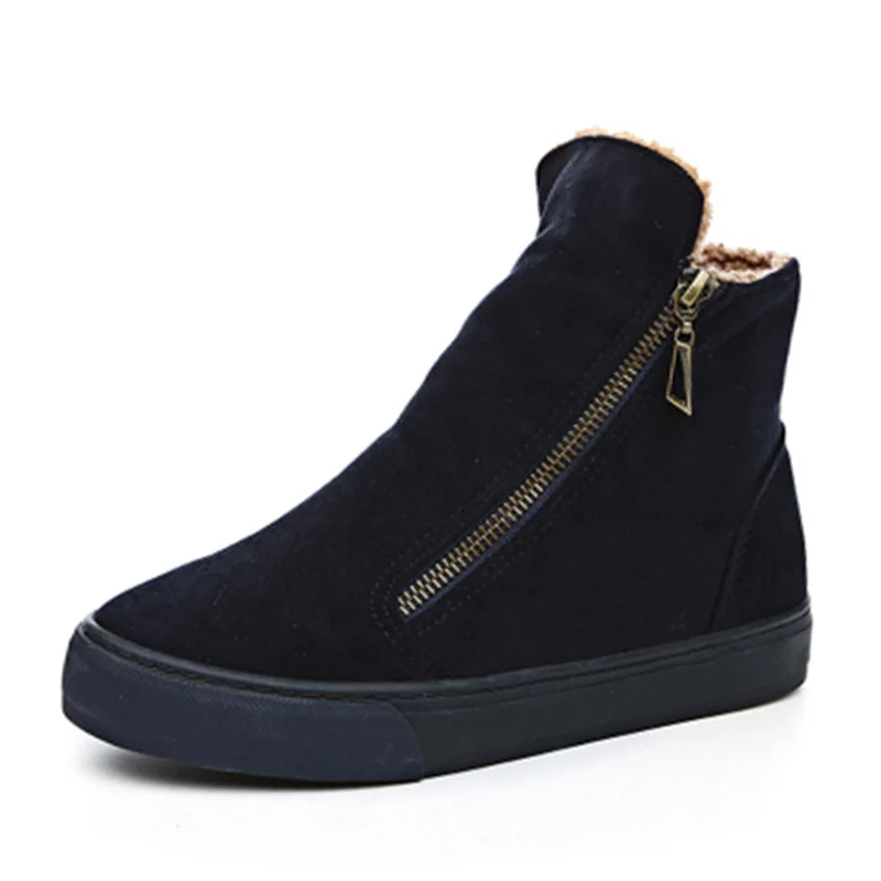 Navy Blue Зимние ботинки; женская зимняя обувь; модные теплые плюшевые женские ботинки на молнии для холодной зимы; милые женские Брендовые ботильоны; Botas - Цвет: Navy Blue