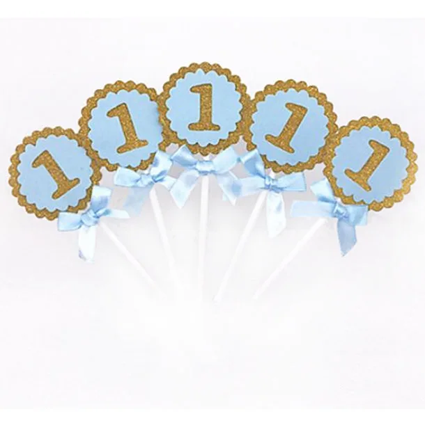 

20pc/lot Happy First Birthday Cupcake Toppers 1st Baby Boy Girl Blue Pink Decorations I AM ONE My 1 Year Birthday party supplies