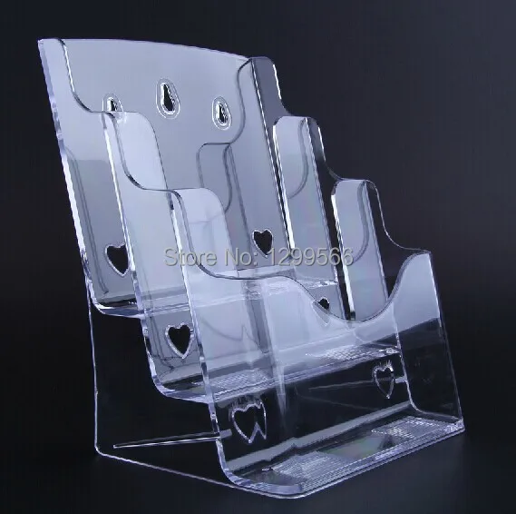 

2pcs Hot sale A4 3-layer acrylic publicity materials reveal holder catalog file advertising poster frame display stand rack