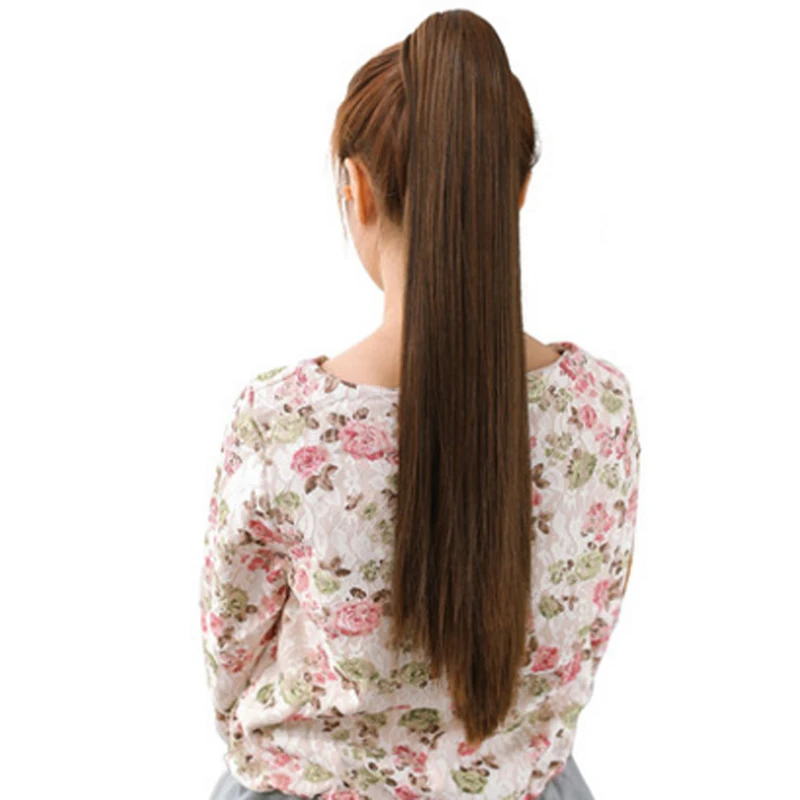 Модные длинные прямые волосы на заколках с хвостом, накладные волосы с заколками, синтетические волосы для наращивания для женщин