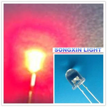 

100pcs Ultra Bright 8mm LED Transparent Round Red F8 8 mm Light Emitting Diode LED Diode 620-625NM