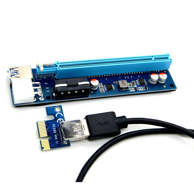2108NEW USB3.0 PCI E Express 1x к 16x расширитель переходника адаптера SATA 6Pin кабель питания