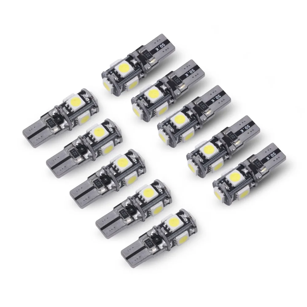 

10pcs High quality T10 CANBUS 5SMD 5050 194 W5W 501 5050 5SMD LED White Car Side Tail Light Bulb t10 led canbus w5w led canbus