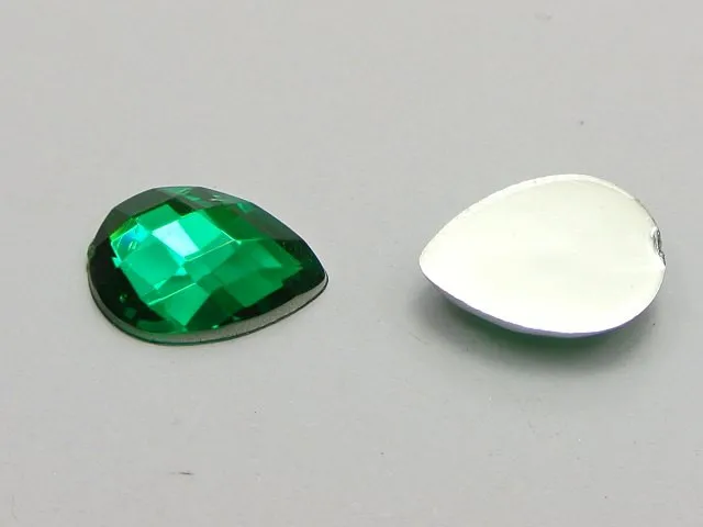 200 зеленые акриловые плоские каплеообразные Стразы драгоценные камни 10X14 мм без отверстия