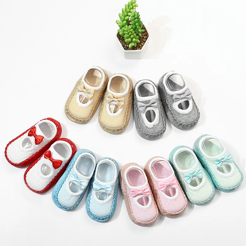 

Children's Leather socks, Baby socks, Infant Baby Toddler Shoes, Cartoon Baby bows, Cave Socks