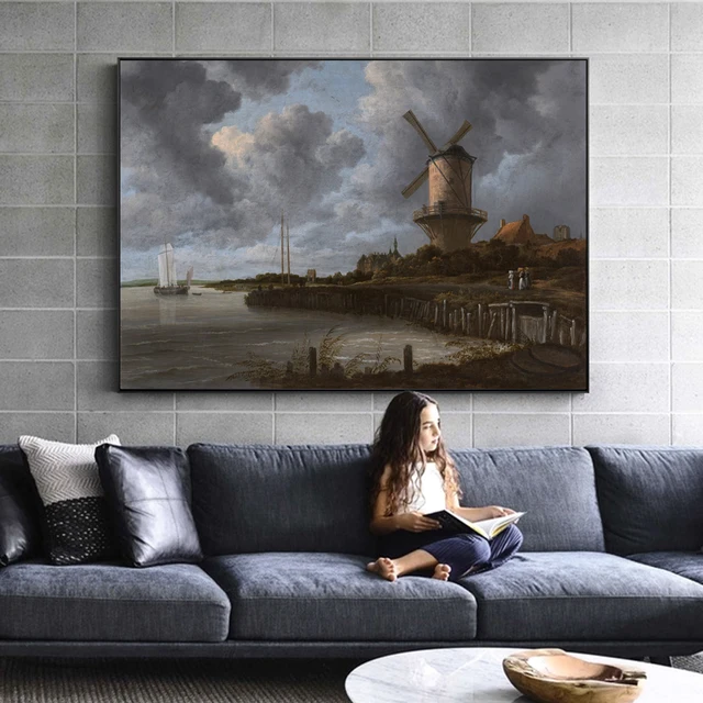 Windmill In The Field Paintings On Wall Dutch Golden Age Windmill In The Field Paintings On Wall Dutch Golden Age Art Canvas Prints Landscape Pictures For Living Room Cuadros