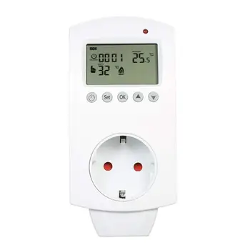 

EU Plug Wireless Temperature Controller Wireless Floor Heating Programmable Thermostat LCD Display Socket Chamber Water Heater
