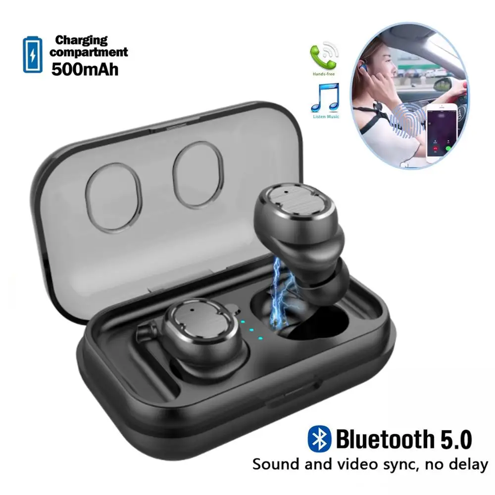 

TWS Bluetooth 5.0 Mini Wireless Earbuds Touch Control IPX5 Waterproof Earphones Auto Pairing With Charging Box