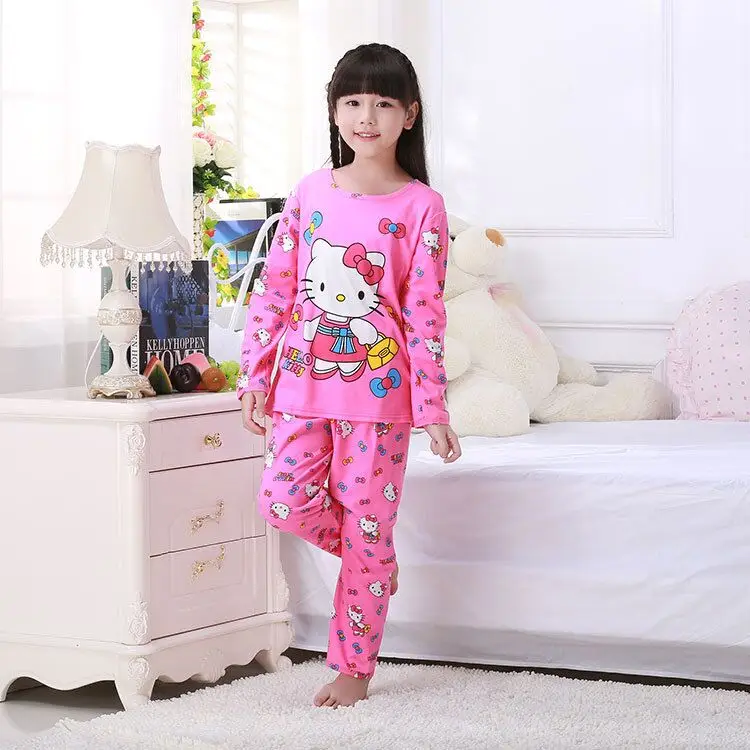 Spring autumn Kids Pajamas Boys Girls Clothing Tops+pants Cotton