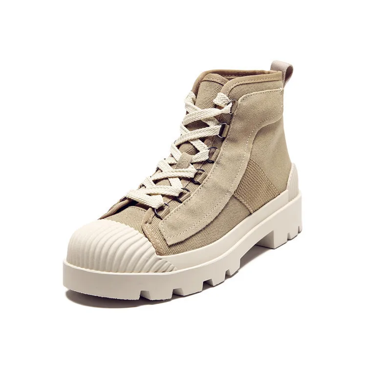 

2018 winter new trend fashion retro Martin boots women high tube comfortable canvas casual shoes.