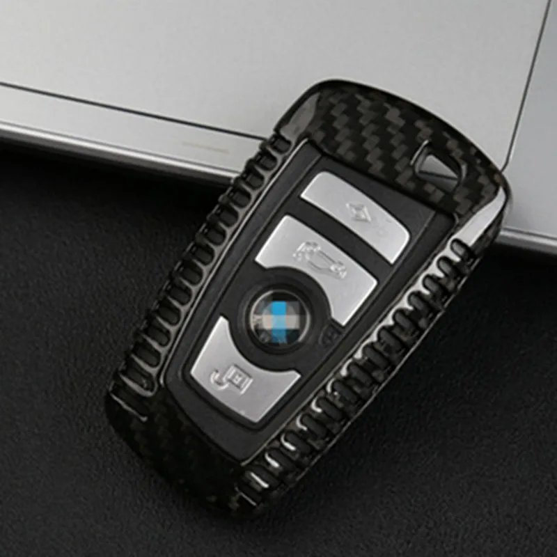 2017 New 100% Genuine Carbon Fiber Car Auto Remote Key Case Cover fob Holder Skin Shell for BMW X5 X6 F15 F16 1 3 5 7 Series X3 X4 Car Styling (2)