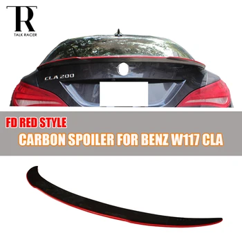 

For Mercedes Benz W117 C117 Carbon Fiber Rear Trunk Lid Spoiler FD Style With Red Line For Cla180 Cla200 Cla250 Cla45 Amg