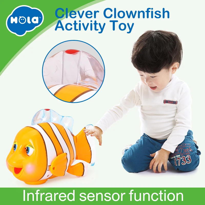 HOLA 998 Baby Toys Infrared Sensor Clever Clown Fish with Music & Lights Electric Toys for Children 18 months+
