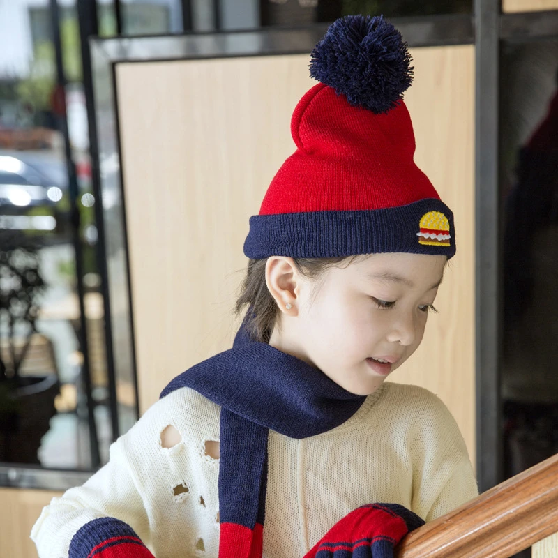 Mignon Unisexe Hiver Chaud Gants Echarpe Chapeau Enfants Bebe Beanie Cap Patchwork Tricot Filles Et Garcons Sourire 3 Pcs Aliexpress