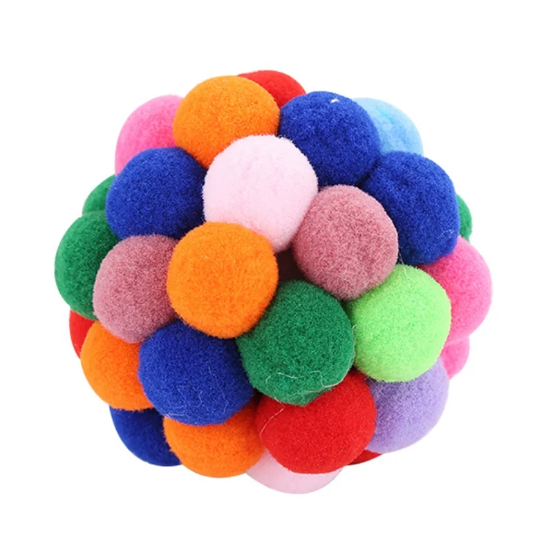 

1 Pcs Pet Toy Bouncy Ball Colorful Handmade Bells Elastic Ball Toy for Cats Training Bouncy Ball Built-In Catnip Interactive Toy
