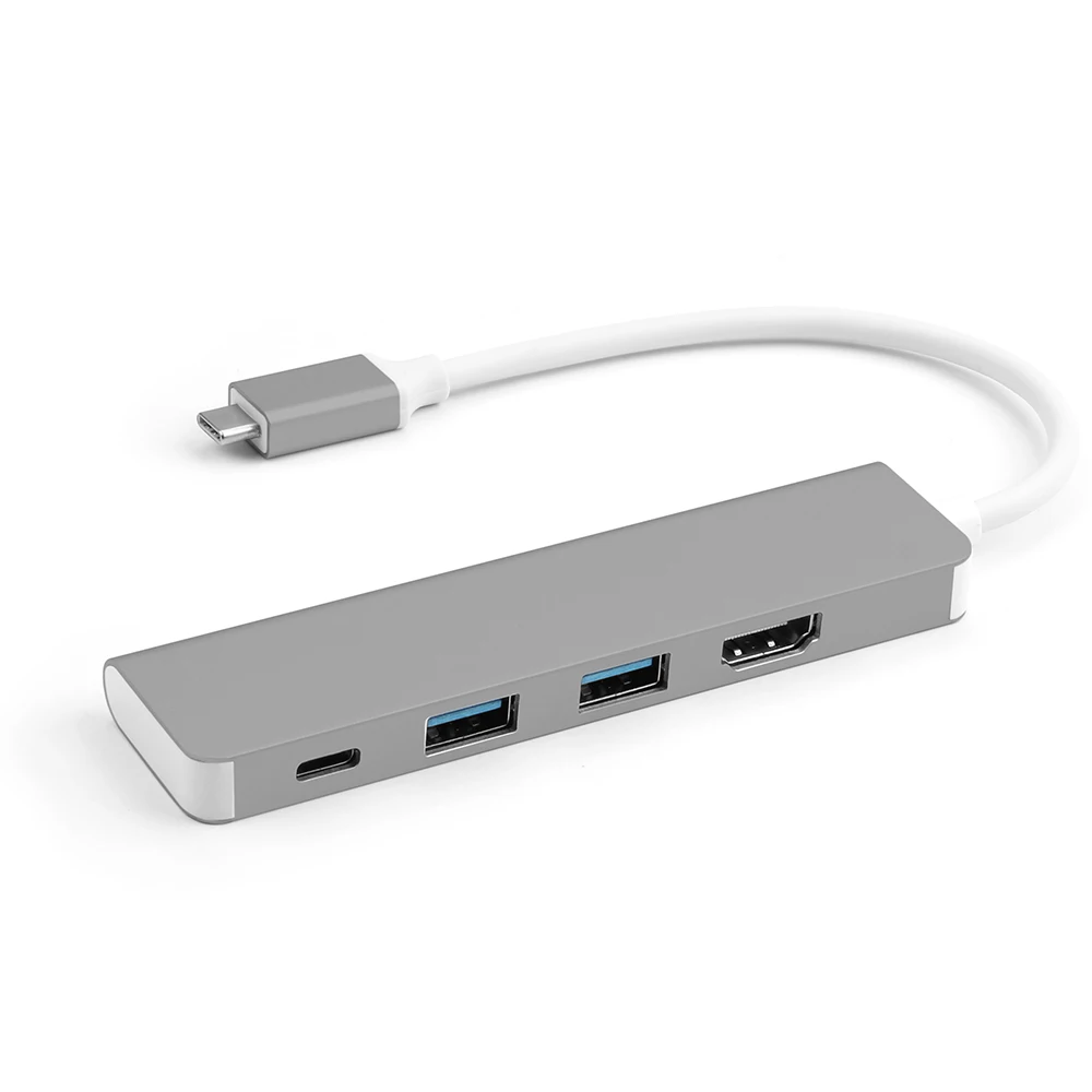 USB C концентратор к USB 3,0 концентратор HDMI 4k USB разветвитель адаптер USB 3,0 концентратор Thunderbolt 3 type-C концентратор для MacBook Pro 13 15 16 дюймов - Цвет: grey