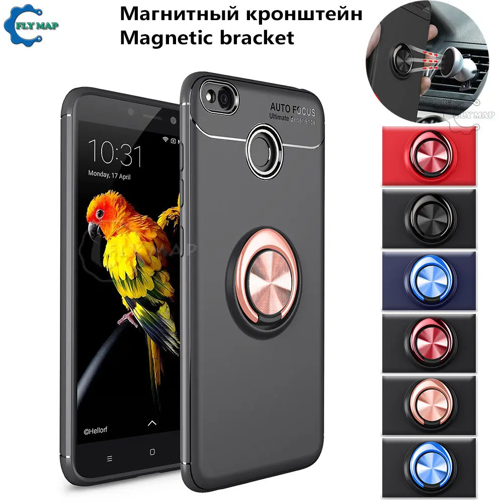 Soft Silicone Case for Xiaomi Redmi 4X Redmi4X Metal Ring Invisible Bracket Phone Cover for Xiaomi Redmi X4 Red mi 4X TPU Case