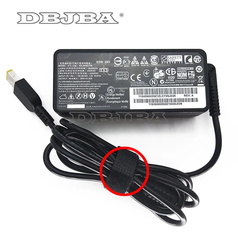 20 в 3.25A Squre USB адаптер питания для ноутбука зарядное устройство для lenovo ThinkPad T460s ноутбук ПК