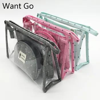 

Want Go 3PCS/Set Ladies Makeup Bag Fashion Crown Womens Cosmetic Bag Portable Travel Makeup Case Organizer Pouch Large Capacity