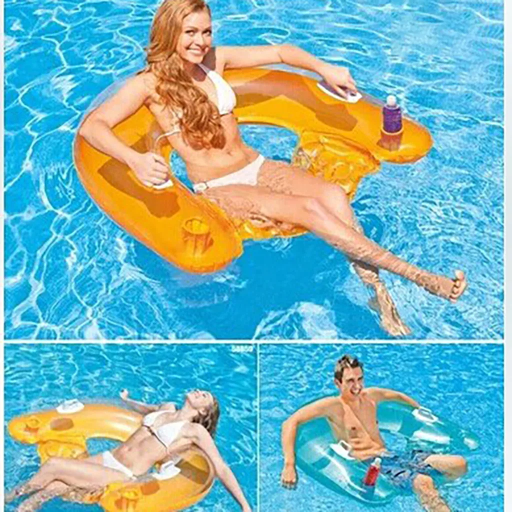 Ride-On Air Mattress Swimming Ring Seated Row Luxury Inflatable Floating Row Adult Swimming Floating Bed Water Sport