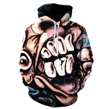 

new very cool trend fashion youth hooded hoodies men 3D fummy Graffiti painted men's Harajuku hooded sweatshirts 2018
