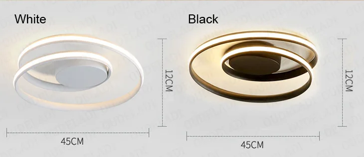 Современный потолочный светильник, кольцевой светодиодный светильник для гостиной, спальни, белый, черный цвет, поверхностный монтаж, потолочный светильник, декоративный AC85-265V