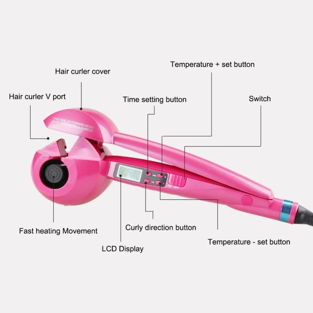 Madami розовые автоматические вращающиеся внутренние бигуди для завивки волос Wang для завивки волос влажные сухие волосы профессиональные салонные стильные щипцы