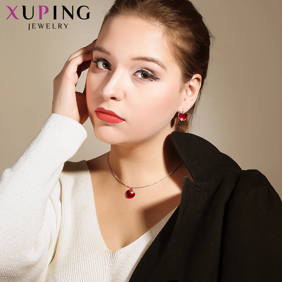

Xuping Love Heart with Necklace / Earrings Jewelry Set Crystals from Swarovski Women Girl Party Valentine's Day Gift S169-60104