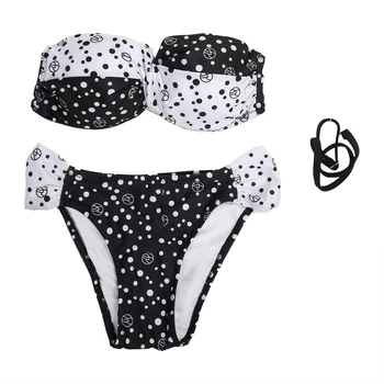 

Sexy Strapless Spliced Criss-Cross Push-Up Bikini Set For Women-S