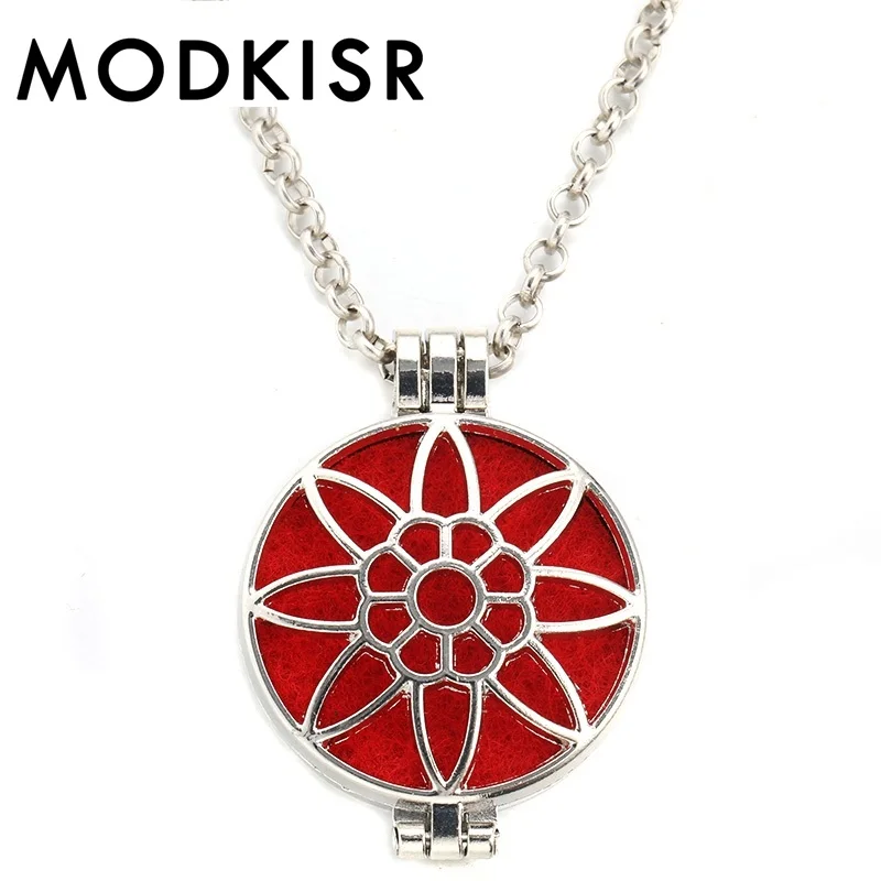 

MODKISR Wholesale Sun Flower High Quality 30mm Fashion Delicate Versatile Essential Oil Diffusing Necklace Aroma Locket Pendant