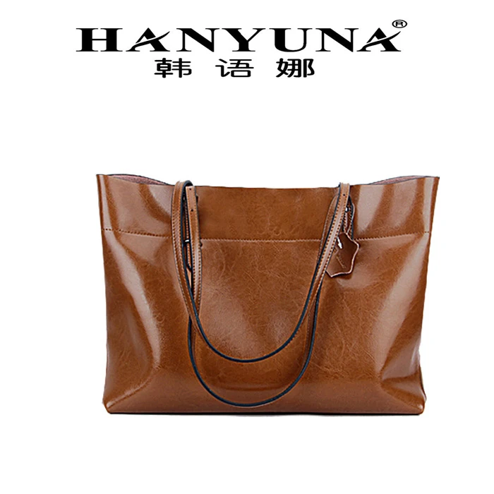 HANYUNA BRAND Oil Wax Horizon Type Cow font b Leather b font Genuine font b Leather