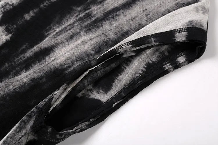 Новые летние мужские футболки без рукавов бренд Ретро black Tie dye ширину плеч жилет Повседневные мужские Свободные нижняя уличный стиль T4177