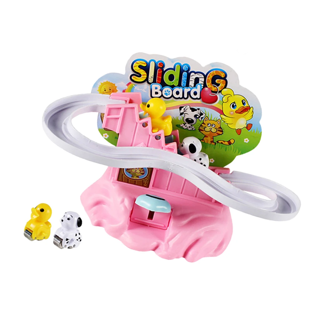 Dog Slide Race Set Playset Climb Stairs Track Educational Toys Finger Press The Button