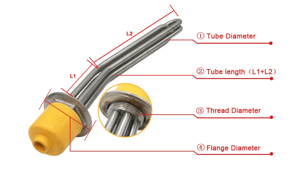 LJXH DN40/47mm/1,5 ''Электрический Нагревательный элемент 220 V/380 V 304SUS Мощность 5KW/8KW/11KW труба нагревателя для заваривания оборудования, виноделие