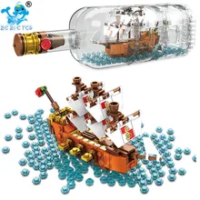 2019 NewIDEAS Ship Boat In A Bottle 1080Pcs Playmobil Building Blocks Bricks Toys for Children Compatible Legoing IDEAS 21313 lepin 16051 creative ideas pirates of caribbean ship in a bottle building block bricks kids toys clone legoings 21313 lepin toys