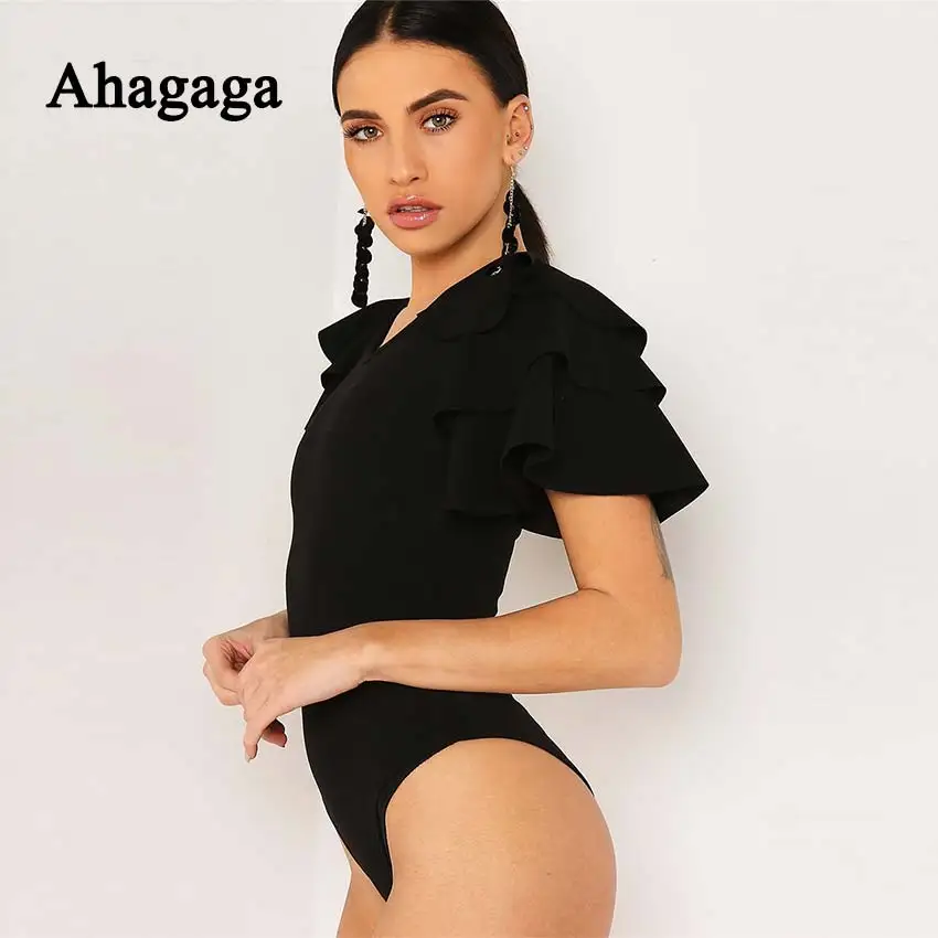 Ahagaga 2019 Spring Rompers Woman Jumpsuits Fashion Solid Ruffles Sexy Skinny Women Bodysuits Elegant Casual Women Rompers Femal Ahagaga 2019 Spring Rompers Woman Jumpsuits Fashion Solid Ruffles Sexy Skinny Women Bodysuits Elegant Casual Women Rompers Femal