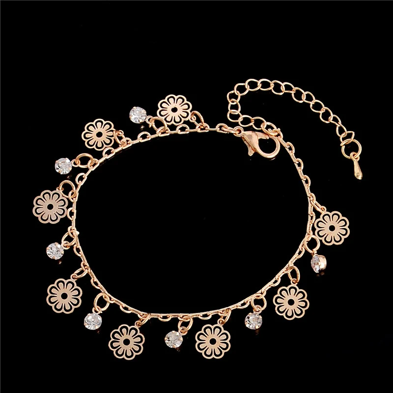 2 Couches Dangle Star Colorful Crystal Bracelet Pieds Nus Pied Chaîne Bracelet De Cheville