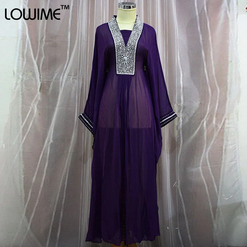 Индийский мусульманский фиолетовый вечернее платье с длинным рукавом Выпускные Платья с Кристалл арабский Платья знаменитостей Vestido De Festa