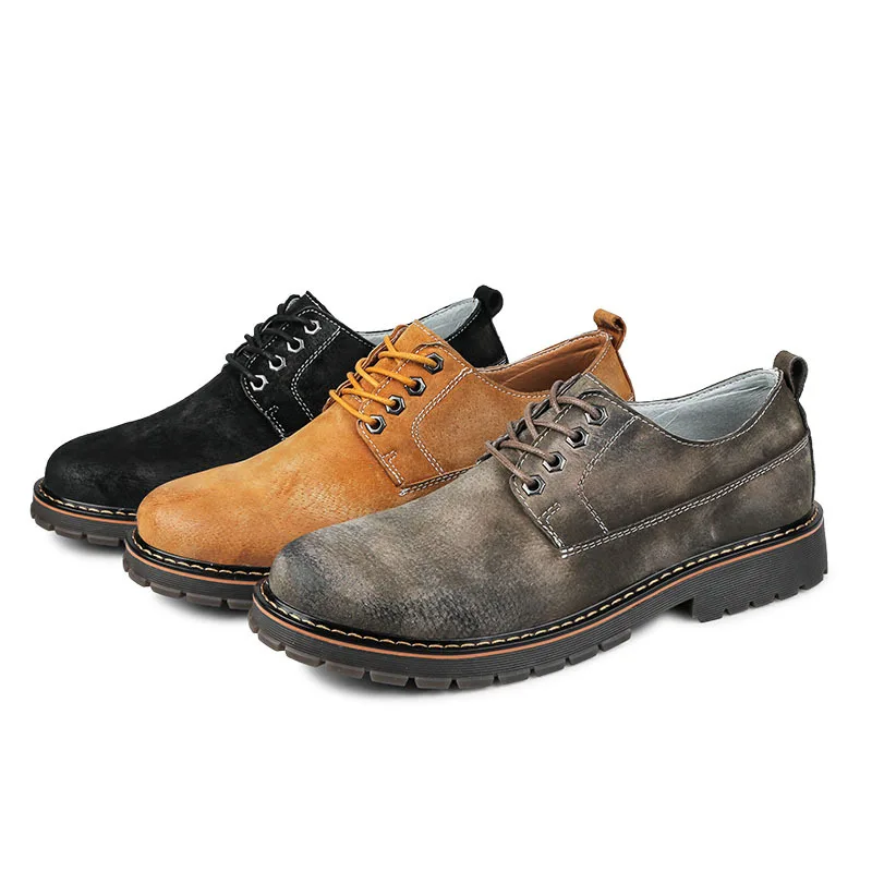 Chaussures Classique Cheville Fait khaki Style Bas La black Mode Mâle Chaude Npezkgc Hommes Caoutchouc En Gray À Cuir Main Bottes Véritable Woker TqdxZvwp