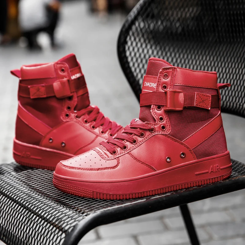 

Best Selling Mens Fashion Footwear Red Black Mens Cowboy Boots Comfortable Young Casual Men Shoes High Top Fashion Walking Boots