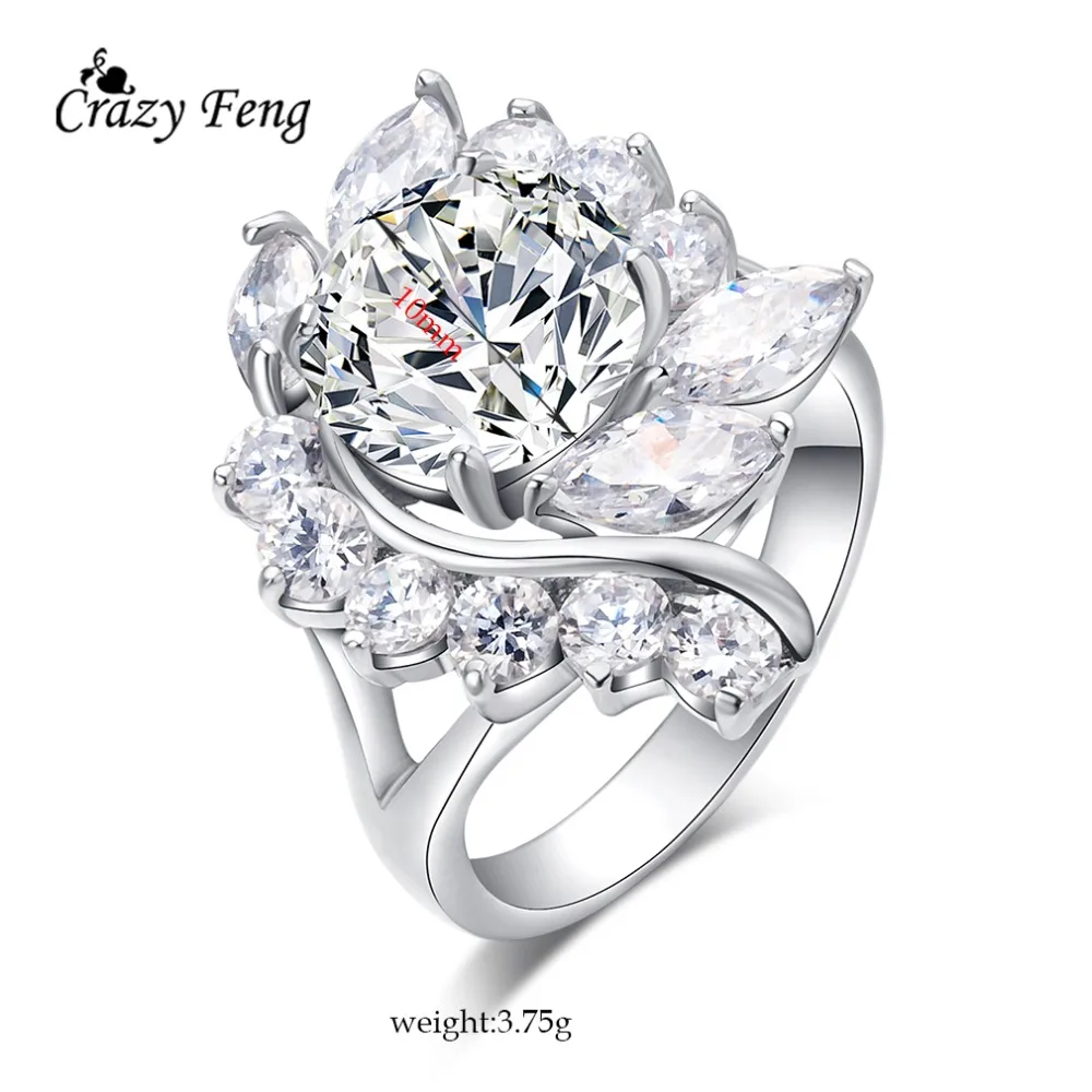 Big Elegant Flowers Engagement Rings Bridal Fashion font b Jewelry b font font b Luxury b