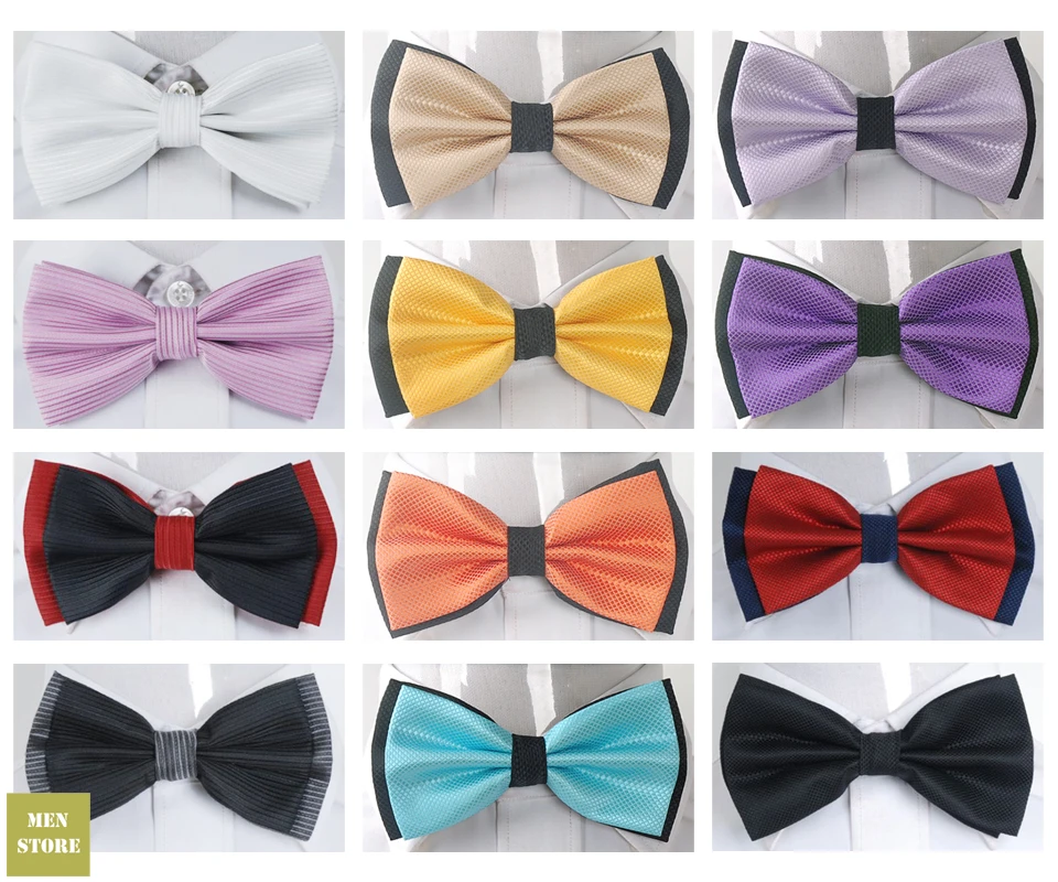 

Grid Plaid Stripe Solid Color Men Bow tie Pre-tied Tuxedo Necktie Woven Groom Wedding Mariage Party BowTie Neckwear Sell Off