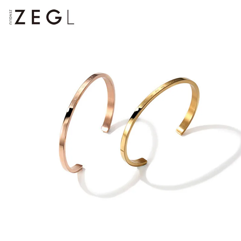 

ZEGL titanium brasaletes ladies expandable bracelet for women bracelet rose gold charm bangle couple bracelet