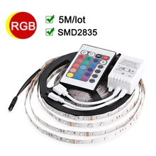 5m/lot Flexible LED Strip RGB LED Light With Remote Controller SMD2835 12V Non-Waterproof Home Decoration RGB Lamps