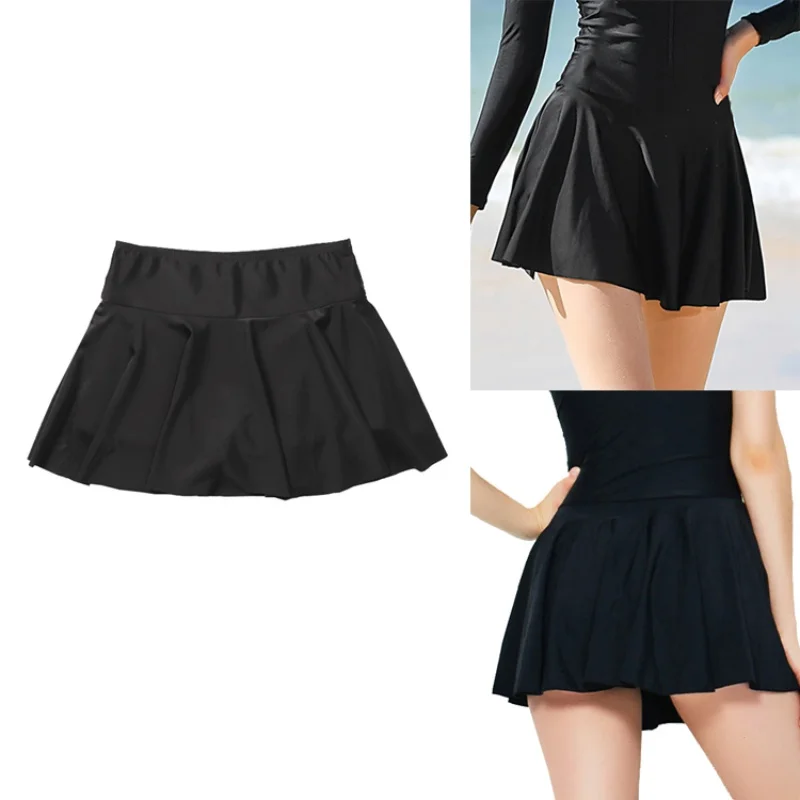 Summer Beach Conservative Swimming Skirts Women's Swimsuit Bottom High Waist Athletic Bottom Anti-walking Breathable Swimwear